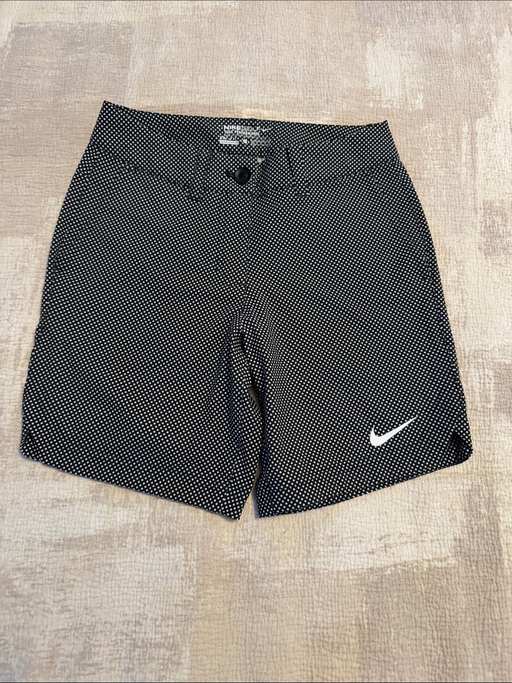 Nike Black Microdot Athletic Shorts with White Swoosh